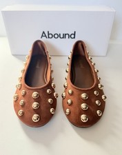 Abound Women’s Studded Ballet Flats Brown Suede Gold Studs Size 7 NEW picture