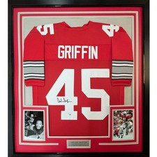 Framed Autographed/Signed Archie Griffin 35x39 Ohio State Jersey BAS COA picture