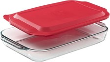 Pyrex Basics 3 QT Glass Baking Dish With Plastic Lid, Casserole Dish picture