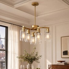 22'' Pendant 6 Light LED Farmhouse Chandelier Kitchen Living Room Gold Fixture picture