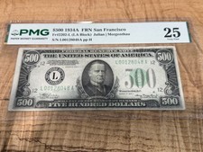 1934A $500 Federal Reserve Note FRN San Francisco PMG VF 25 picture