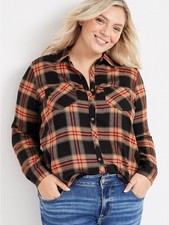 Maurice's Women's Plus Size Cabin Plaid Button Down Shirt XXL Fall Lumberjack picture