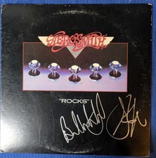 Steven Tyler and   Brad Whitford Aerosmith  Signed Autograph  ROCKS vinyl picture