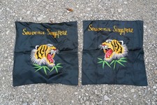 Vintage 50s Satin Souvenir Embroidered Jacket Tiger Patch Pillows Singapore picture