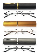EYE ZOOM Slim Compact Lightweight Tube Reading Glasses with Portable Clip Case picture