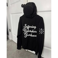 Be Your Own Hero BYOH Black Graphic Pullover Hoodie Mens Size Medium picture