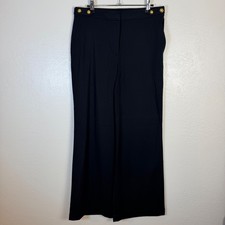 NEW Loft Women's 6 Black Sailor Wide Leg Pants Gold Wool Blend Minimalist Preppy picture