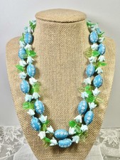 Vintage Fruit Salad Necklace Lucite Necklace Hong Kong Blues & greens picture