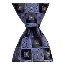 ROBERT TALBOTT Best of Class Mens Silk Necktie Designer Geometric Blue/Brown EUC picture