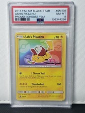 2017 POKEMON ASH'S PIKACHU PROMO SM108 I CHOOSE YOU PSA 8 NM-MT BLACK STAR PROMO picture
