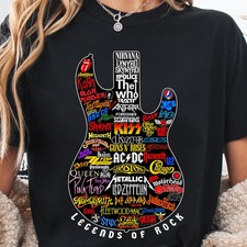 Legends Of Rock Vintage Guitar Music Graphic T-Shirt S-5XL picture