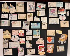 Vintage 1930s–40s Baby Shower, Birthday & Valentine Card Lot 45 Pieces Total picture