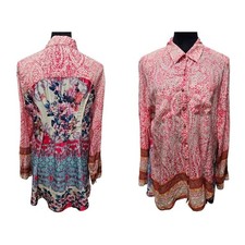 Beautiful Designer Anthropologie Aratta Silent Journey Button Down Shirt Sz L picture