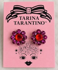 Tarina Tarantino Pink/Red Crystal Flower Stud Earrings Small picture