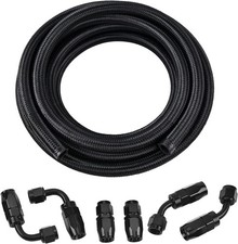 4AN Fuel Line Kit CPE Nylon Braided AN4 Fuel Hose 10FT Black picture