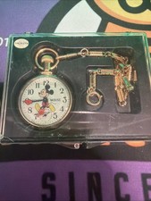 Bradley Time Disney Mickey Mouse Pocket Watch Set w/ Chain in Box picture