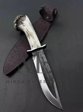 CUSTOM HANDMADE D2 STEEL HUNTING BOWIE KNIFE STAG HANDLE & SHEATH |USA TAX PAID picture