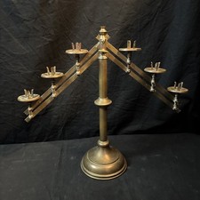 Antique Adjustable Catholic Brass Altar Candlestick Candle Holder 19th Century picture