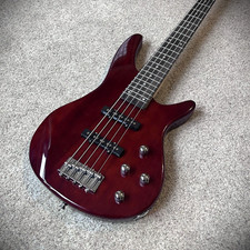 5 String Electric Bass Guitar with 24 Frets, Trans Red Clay Finish, with Gig Bag picture