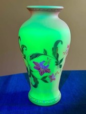 Fenton OOAK Burmese satin vase hand painted by Frances Burton picture