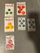 Vintage 60's & 70's Lot of 25+ packs of New Metal Zippers, Bias Tape, Buttons picture