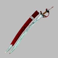 Indo Persian Mughal Sikh Rajput Silver Work Stainless Sossun Pata Khanda Sword picture