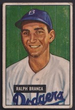 1951 BOWMAN - RALPH BRANCA - BROOKLYN DODGERS - #56 picture