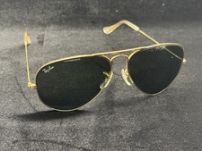 1980's 58-14MM VINTAGE B&L RAY-BAN USA RB3 UV TRU-GREEN GLASS AVIATOR SUNGLASSES picture