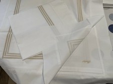 $1210 Pratesi Italy New (2) King Shams 460TC Percale 3 Line Embroidery W/Beige picture