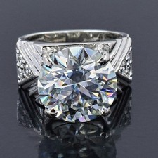 Round Shape 6.80Cts. Certified White Diamond Ring In 925 Silver - Tariffs Free picture
