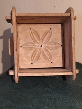 Antique Norwegian Primitive Wooden Butter Press Mold Stamp Hand Carved Folk Art picture