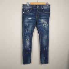 7th HVN London Jeans Mens W32 L33 Blue Slim Distressed Denim Designer picture