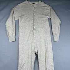 Vtg LL Bean Union Suit Mens L Cream Two Layer Thermal Wool Long John Underwear picture