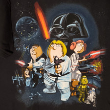 VINTAGE Family Guy star wars T-shirt Black unisex Cotton tee All sizes YI281 picture