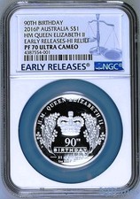 2016 QUEEN ELIZABETH 90th Birthday Silver $1 High Relief coin NGC PF70 UCER 9999 picture