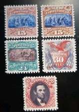 US Scott #118-122 1869 Pictorial Issue Stamp Replica High-Value Short Set picture