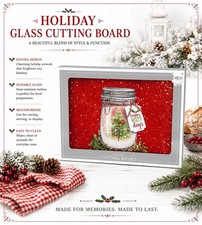 Nantucket 'HAPPY HOLLY DAYS' Tempered Glass Cutting Board 16