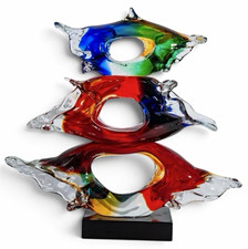 Vetro Artistico Murano Multicolor & Clear Abstract Art Glass Sculpture Signed picture