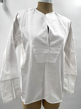 $690 NWT TOTEME White Poplin Millay Tailored Long Sleeve Blouse Top Sz XS picture