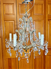 Crystal Chandelier Ceiling Light Pendant Fixture 1940's-1960's Marie Teresa picture