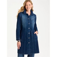 CHICO'S Knit Denim Elongated Topper Long Sleeve Jacket NWT SIZE 1 or size M picture