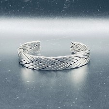 Vintage Taxco 925 Sterling Silver Braided Cuff Bracelet Size 5.5 Mexico 35g  picture