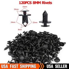 120PCS 8mm Bumper Clips Retainer Auto Car Plastic Rivets Fastener Fender Push A picture