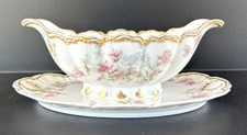 Haviland Limoges France Gravy Boat Schleiger 91A Pink Flowers picture