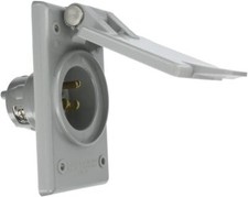 Leviton 5278-CWP Straight Blade Flanged Male Power Inlet Receptacle, 15 A, 12... picture