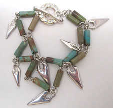 Vintage Robert Lee Morris RLM Turqouise Sterling Silver Spike Toggle Bracelet picture