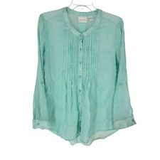 Chico's Kandyce Sheer Blouse Feminine Embroidered Fairy Dainty Medium pintucking picture