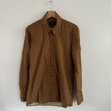 Phix Shirt Mens Medium Green Orange Spotted Polka Dot Long Sleeve Button Up picture