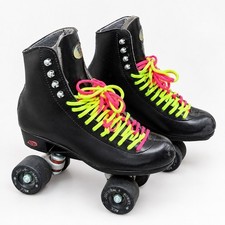 Riedell Model 120 Black Roller Skates Size 7 Quad All American Plus Wheels picture