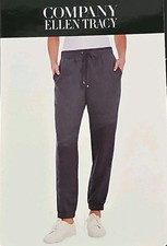 Company Ellen Tracy~Woman Size M~Gray 100% Linen Pants Coastal Beachy Casual NWT picture